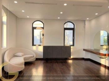 Bàn giao công trình nội thất phong cách hiện đại gỗ óc chó kết hợp MDF - Hải Phòng