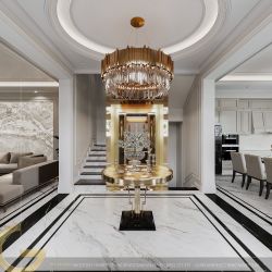 Công trình gỗ sồi kết hợp MDF tại Vinhomes Green Bay Mễ Trì( sắp bàn giao trong năm 2022)